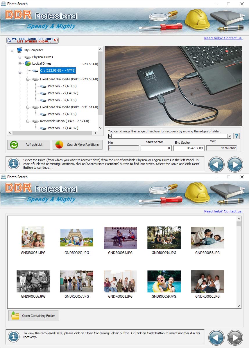 Screenshot of Restore Files
