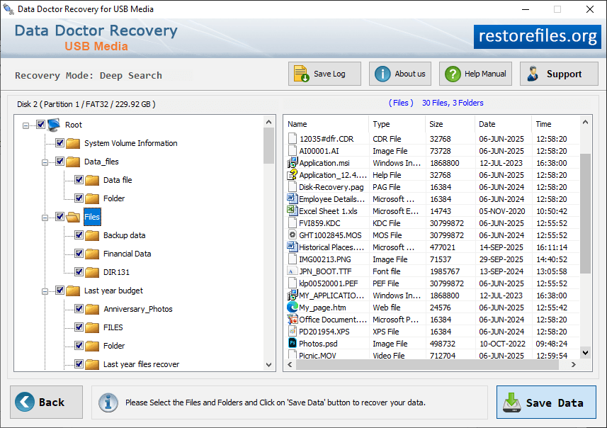 View Save Recoverd Data Files
