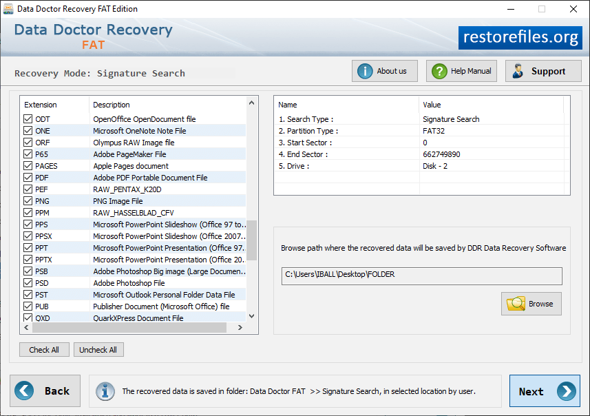 Browse Loaction save data file
