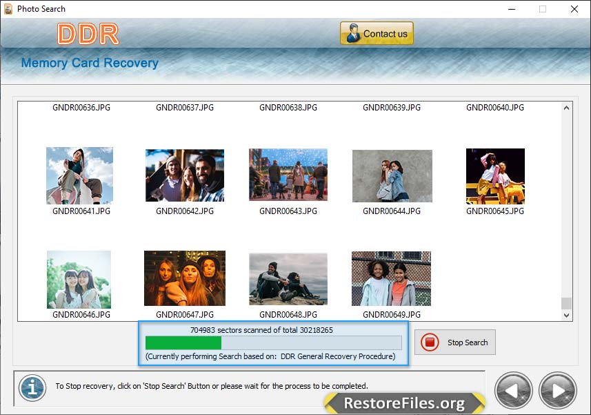 Memory Card Files Restore Disk Scanning Process