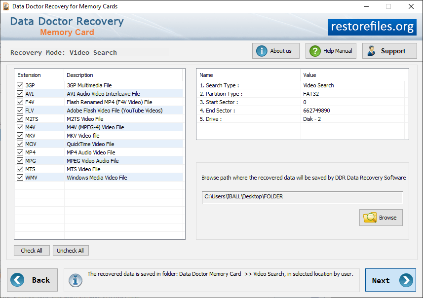 Browse recoverd data Path File