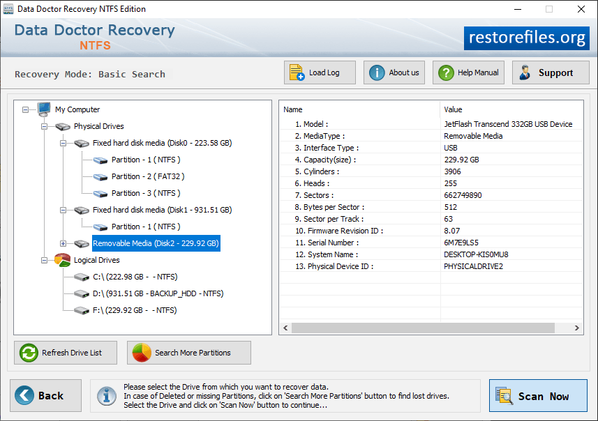 NTFS Select Partition