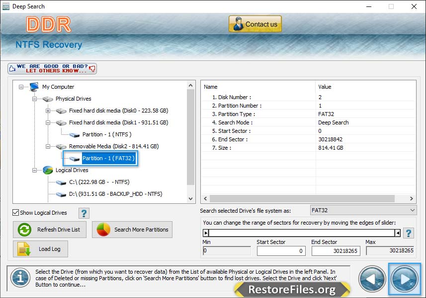 NTFS Select Partition